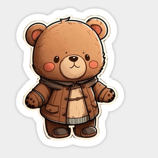 Cute Bear Cartoon Adventurer Adorable Kawaii Animal Sticker